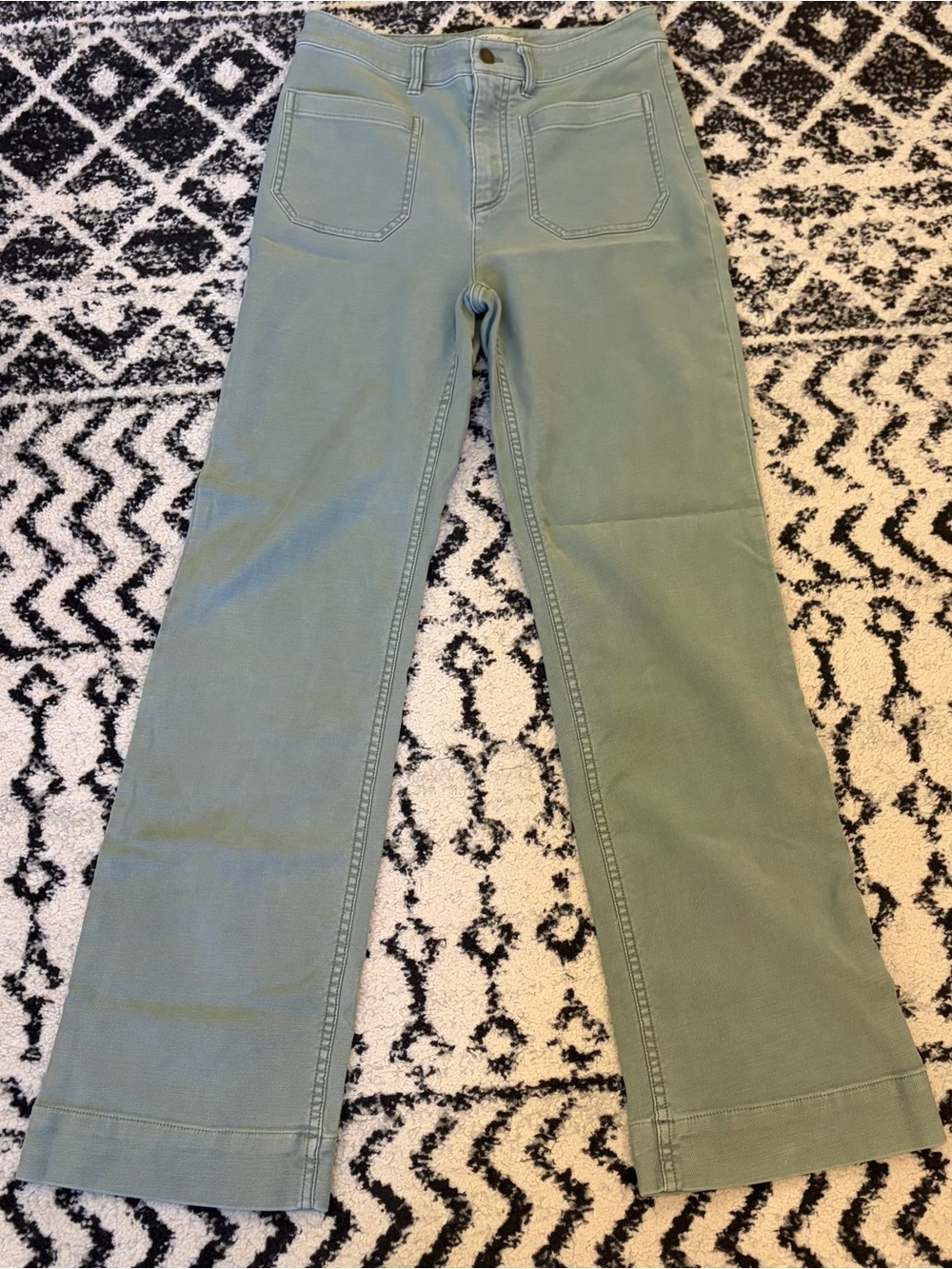 Faherty Stretch Terry Patch Pocket Ankle Pant Womens Size 28 x 31 Coastal Sage